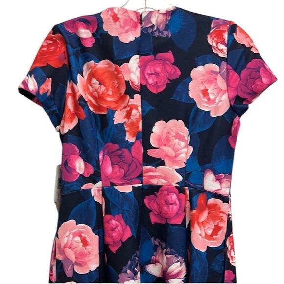 Eliza J NWT Floral Print Mini Dress Blue Multi Size 8 - Picture 7 of 10